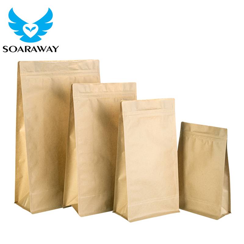 Free Sample Provided Custom Printed Brown Kraft Paper Bags With Zipper