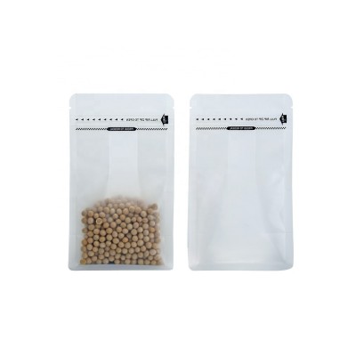 Resealable flat bottom frosted clear plastic ziplock bags with custom logo