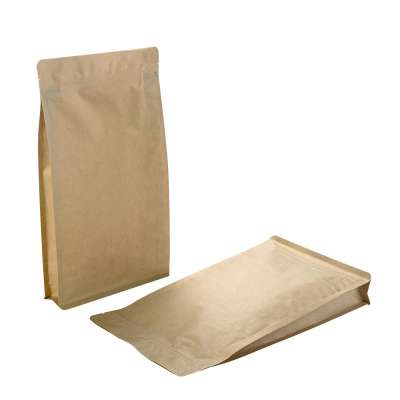 Free Sample Wholesale Biodegradable Brown Resealable Flat Bottom Ziplock Bag for Dry Food