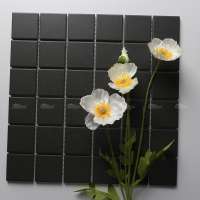 Anti Slip 48x48mm Square Unglazed Porcelain Full Body Black Mosaic Tile For Home Decoration Projects